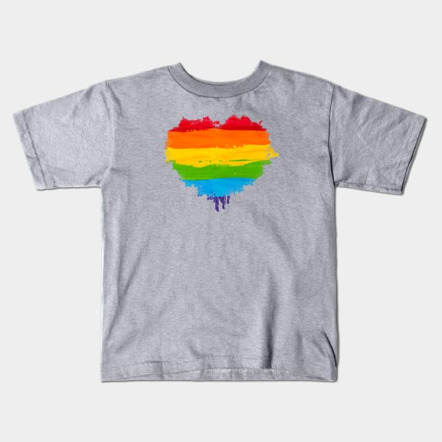 Rainbow Heart Kids T-Shirt by MonarchGraphics